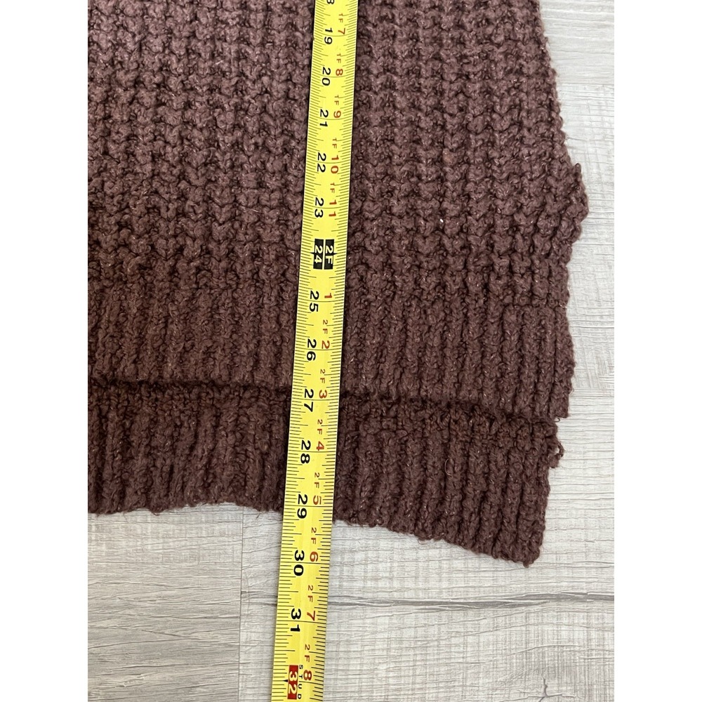 Free People Whistle Thermal Henley Sweater Brownstone Combo S Oversized Boho - Picture 8 of 8